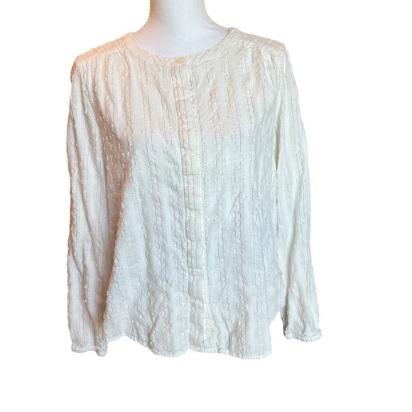 Croft & Barrow Blouse Womens Size Medium Button Up Nubby Gold Metalic Threading - Picture 1 of 9